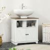 Pedestal Vanity Cabinet White 2-Door Bathroom Sink Cabinet with Shelves