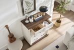 Farmhouse Style 5 Drawer Dresser Chest with Base Wooden Rustic Chest of Drawers, Storage Dresser Organizer for Bedroom, Living Room