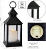 Vintage Golden Brushed Black Lantern Decorative LED Flickering Flameless Candle with Timer