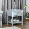 Compact Convenience: Gray End Table with Drawer and Bottom Shelf for Living Spaces