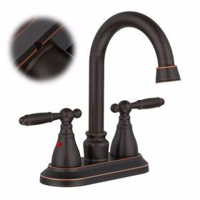 Bathroom Faucet Oil Rubbed Bronze 360 Degree High Arc Swivel Spout 4 Inches Centerset Vanity Faucet Modern 3 Holes Lavatory Faucet NOT INCLUED Drain[U