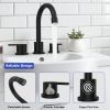 Widespread Bathroom Sink Faucet Matte Black 2 Handle 8 inch Lavatory Faucet 3 Hole 360° Swivel Spout Vanity Sink Basin Faucets with Pop Up Drain Assem