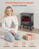 VEVOR 25.5inch Freestanding Fireplaces, 1500W 5120BTU Portable Electric Fireplace Stove Heater, with Overheating Protection,Adjustable Flames,Timer