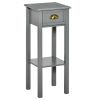 2-Tier Tall Side Table, Night Stand Narrow Accent Table with Drawer & Bottom Shelf for Space Saving, for Living Room or Bedroom, Gray
