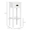 2-Tier Tall Side Table with Drawer, Narrow End Table for Space Saving, Slim Nightstand with Shelf Metal Knob for Living Room Hallway, White