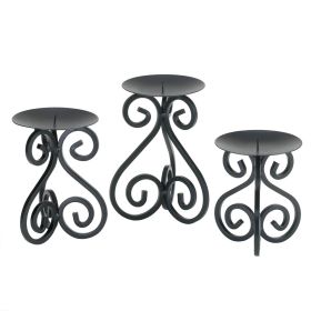Elegant Scrollwork Candle Holder Trio Set - Decorative Stand for Home Decor