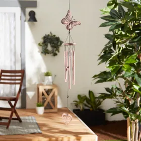 Butterfly and Heart Wind Chime - Beautiful Outdoor Decor for Garden and Patio