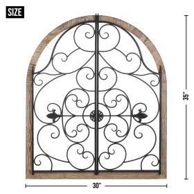 Rustic Arched Wood and Iron Wall Decor: Enhance Your Home with this Stylish Accent Piece