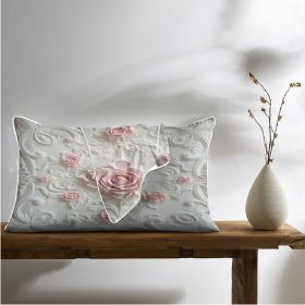 2pcs Rose Palace Style Bedroom Satin Print Soft And Skin Friendly Pillowcase (Option: 66x51cm-Pink)