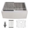 Farmhouse Apron Stainless Steel Kitchen Sink,16 Gauge Apron Front Single Bowl Kitchen Sink with Drain Kit