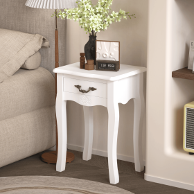 Wooden Nightstand with a Drawer,Storage End Table for Bedroom,Bathroom,Livingroom (Color: White, Material: MDF)